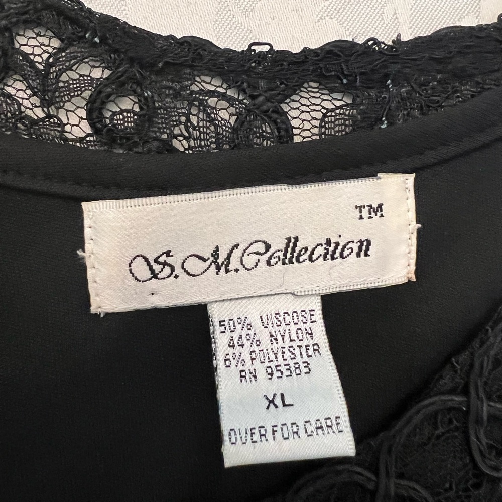 🔥🔥S M Collection XL Womens Dressy Black Lace & Beaded Lined Top 2 Piece - Picture 5 of 7